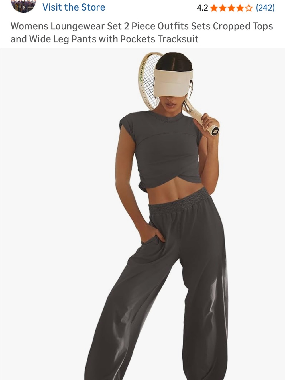 Amazon Women's Two-Piece Loungewear Set in Charcoal Gray